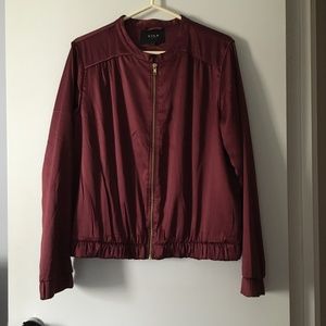 VILA Burgundy Wine Satin Bomber Jacket XL